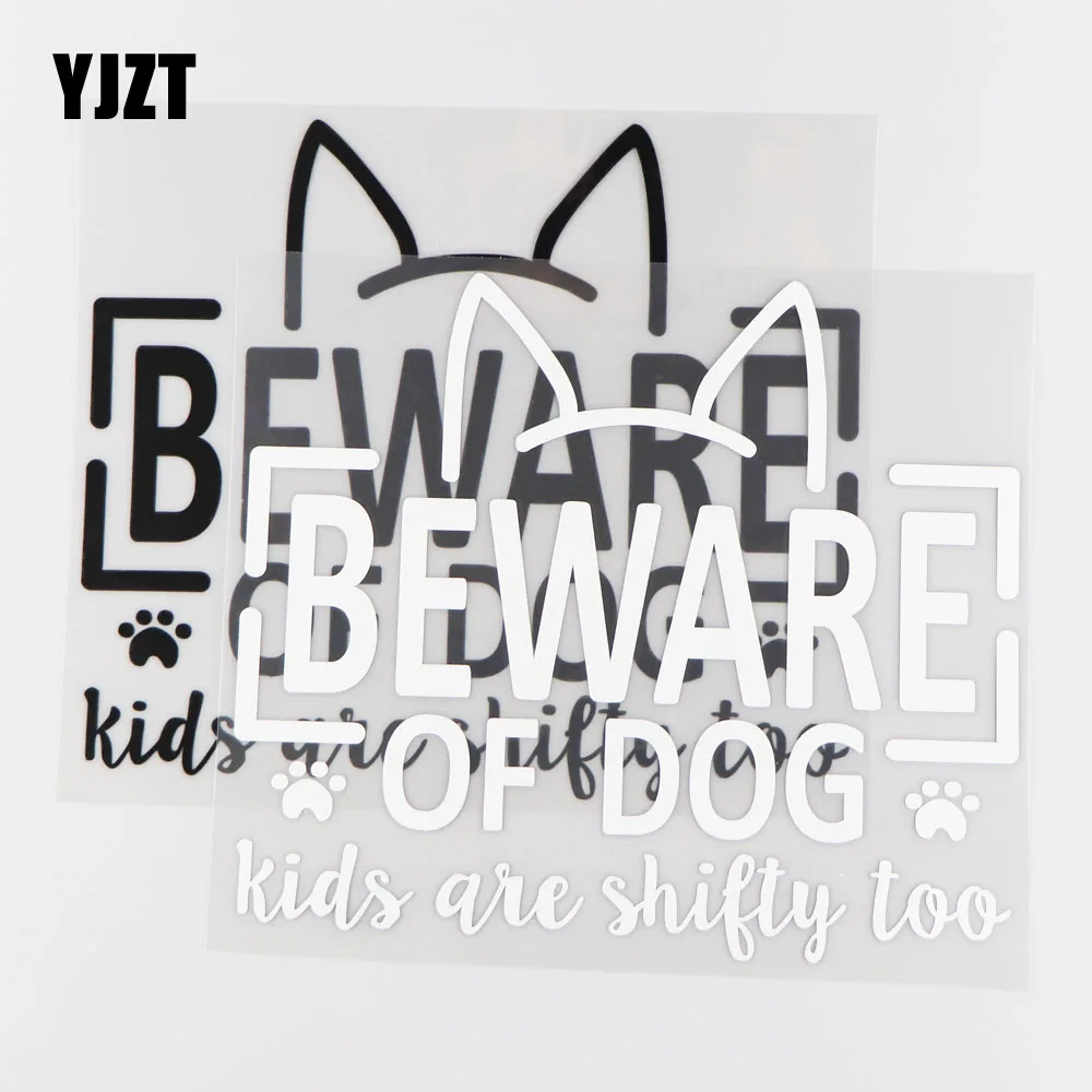 

YJZT 19.8CM*17.3CM Beware Of Dog Funny Vinyl Decal Truck Window JDM Car Sticker Black/Silver 4A-0125