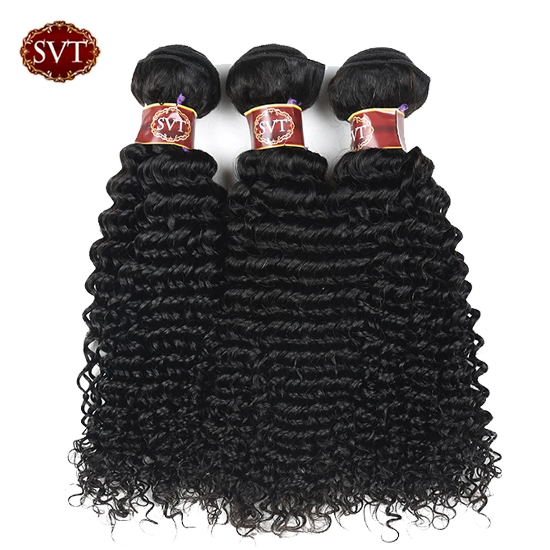 

SVT волосы бразильские кудрявые вьющиеся волосы для наращивания 1/3/4 пучки 100% не Remy человеческие волосы плетение пучки предложения естественный цвет