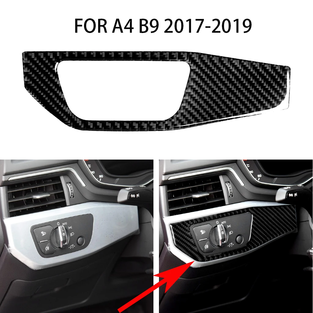 

Carbon fiber car interior decoration, headlight switch panel decoration, Suitable For Audi A4 B9 (2017-2021) car stickers,