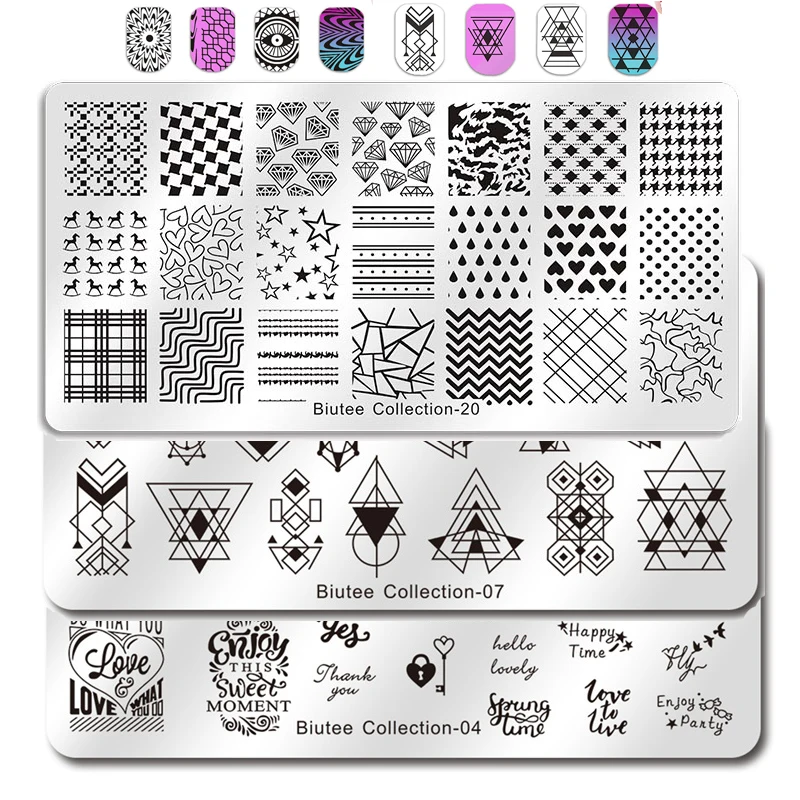 Biutee шаблон штамповочных плит для ногтей кружева цветок животных дизайна