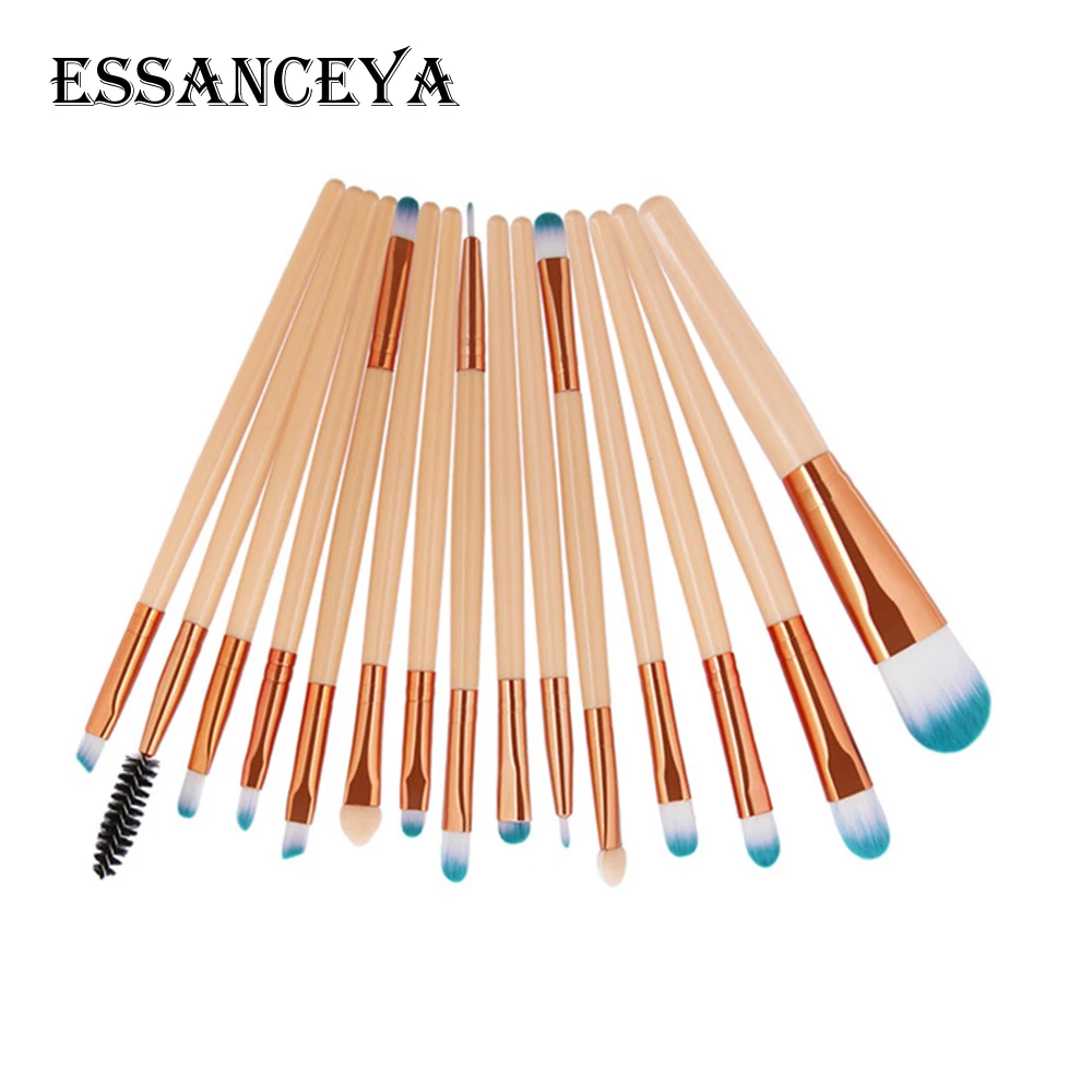 15pcs white ESSANCEYA Pro 6-18Pcs Cosmetic Makeup Brushes Foundation Eye shadow Eyeliner Fan Make-Up Multipurpose Eye Brushes Cosmetic Tool - Handle Color: 15pcs white