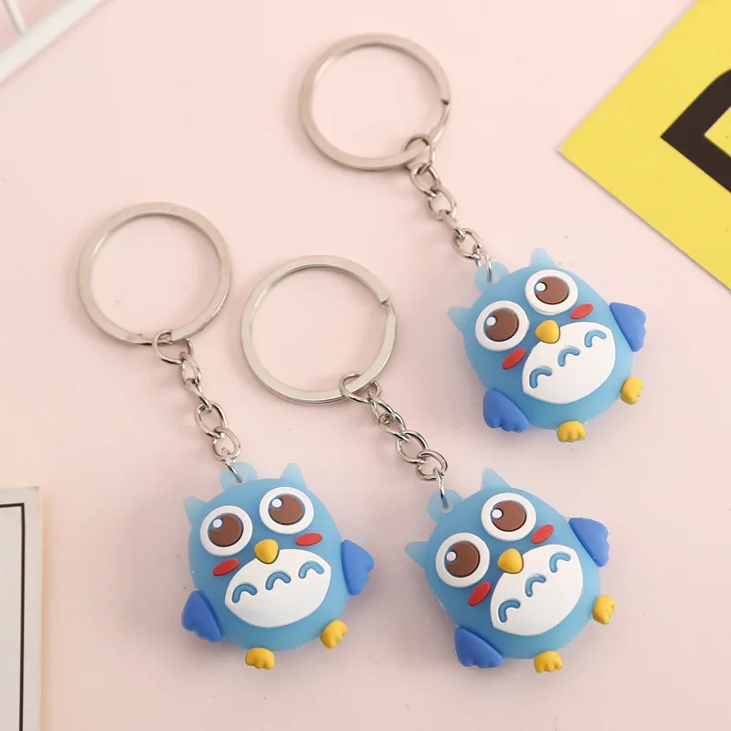 Брелок для ключей в виде совы из мягкого ПВХ голубой розовый 1 шт. | Украшения и