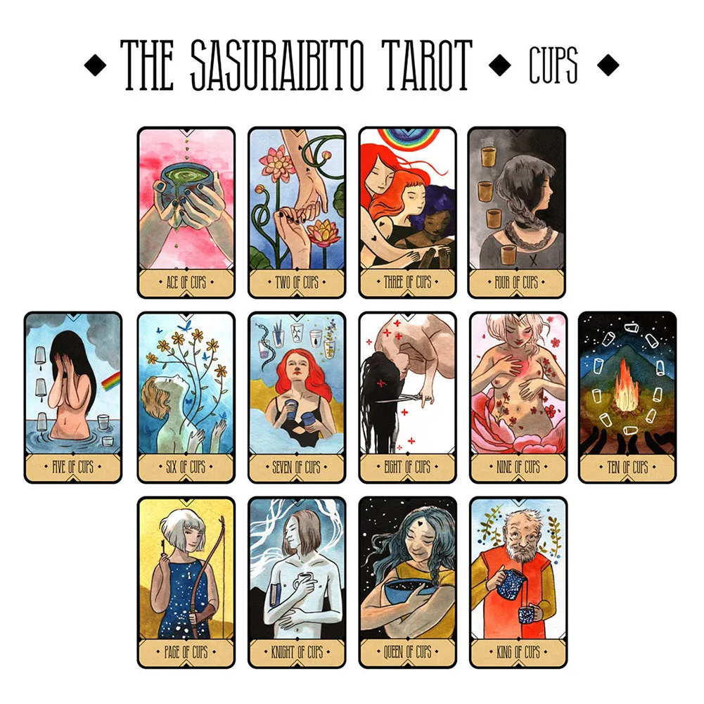 

78 Sheets Board Game Portable The Sasuraibito Gilt Edge Tarot Cards Gift Family Party Divination Deck Paper With Box Astrology