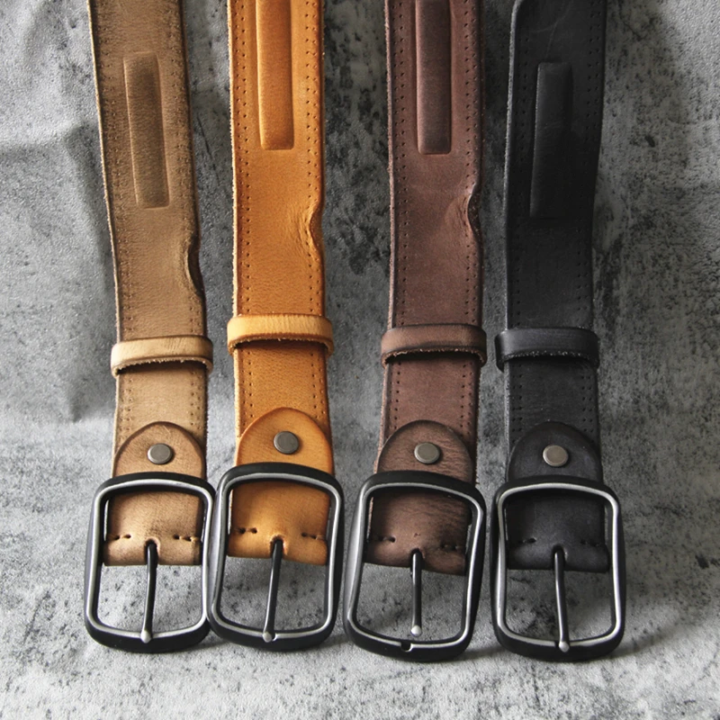 

Ремень мужской из воловьей кожи, с пряжкой с язычком, 3,8 см