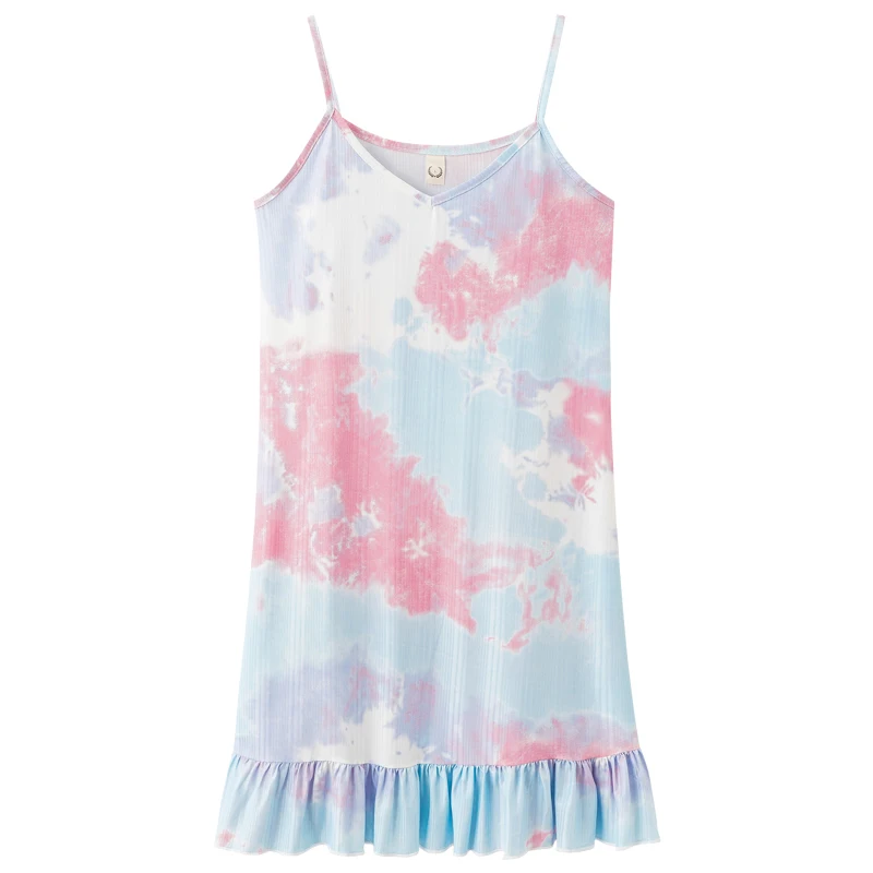 

BZEL 2021 Thin Women Colour Dress Off Shoulder Tie Up Front Ruffle Mini Dress Summer Home Lady Sweet Printed V neck Dress
