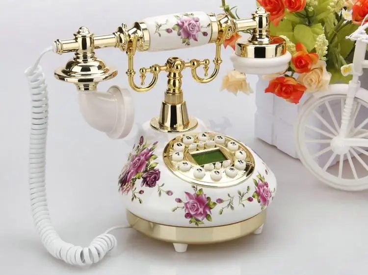 white antique telephone corded landline home phones vintage classic ceramic home telephone antique home office art shops gift free global shipping