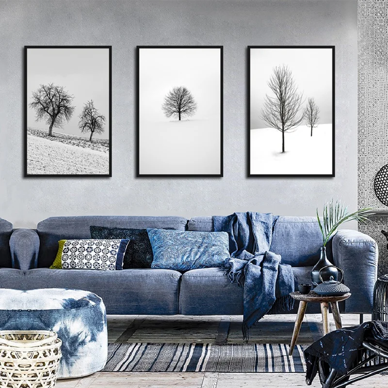 

Modern Snow Forest Landscape Canvas Material Shallow Background Poster Living Room Decorative Wall Wallpaper Furniture Art