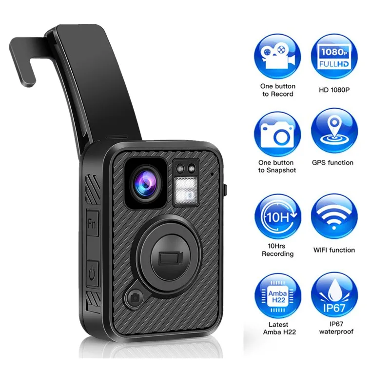 Полицейская мини камера BOBLOV F1 с Wi Fi 1440P ношенная s правоохранительные органы 10