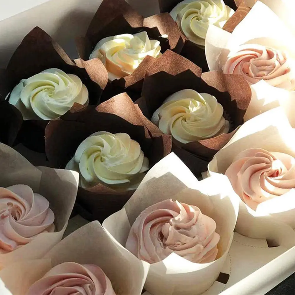 

50Pcs/set Disposable Paper Cake Decoration Tool Mold Flower Muffin Cups Wrapper Paper Baking Cake Chocolate Cupcake Liner T W8R8
