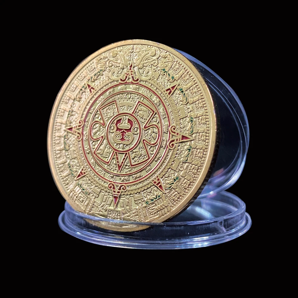 

Mexico Mayan Aztec Calendar Art Prophecy Culture 1.57"*0.12" Gold Coins Collectibles