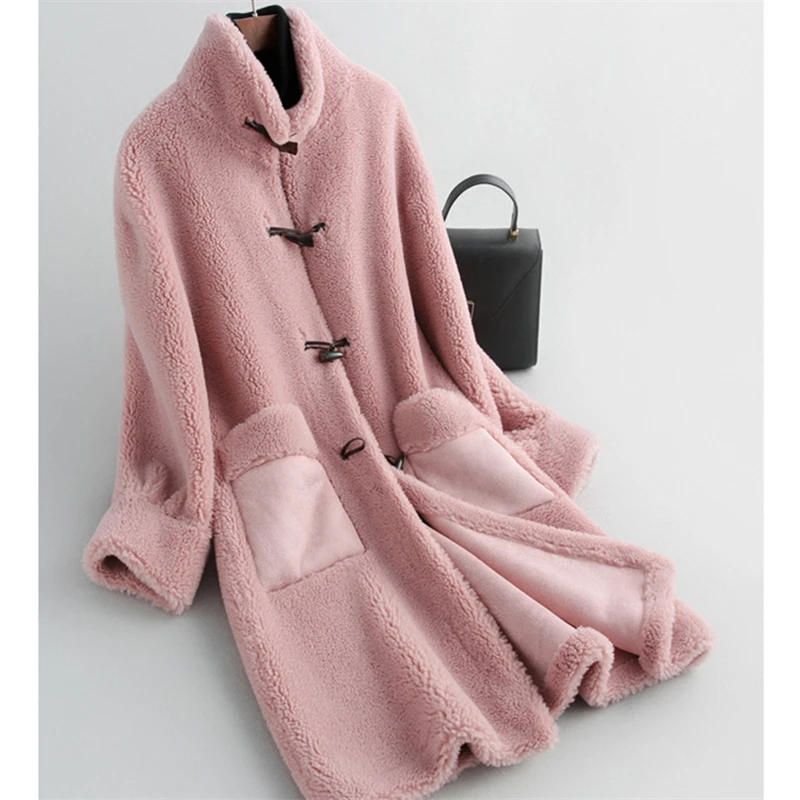 Длинная стрижка овечьей шерсти Женская Новинка Зима 2019 шерстяное овечье теплое