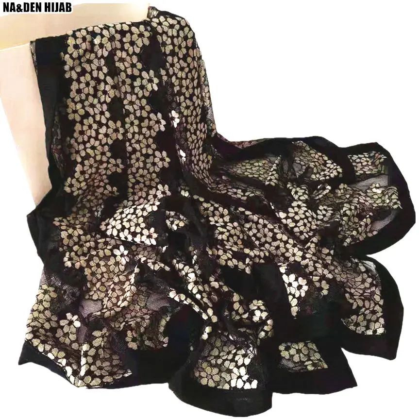 Новый gridding шарф с цветочным принтом текстурная шаль границы дизайн чистая ткань