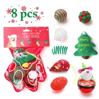 8pcs christmas cat toy set funny cat food ball cat toy false mouse pet chew toys cat spring crinkle ball toy for cats