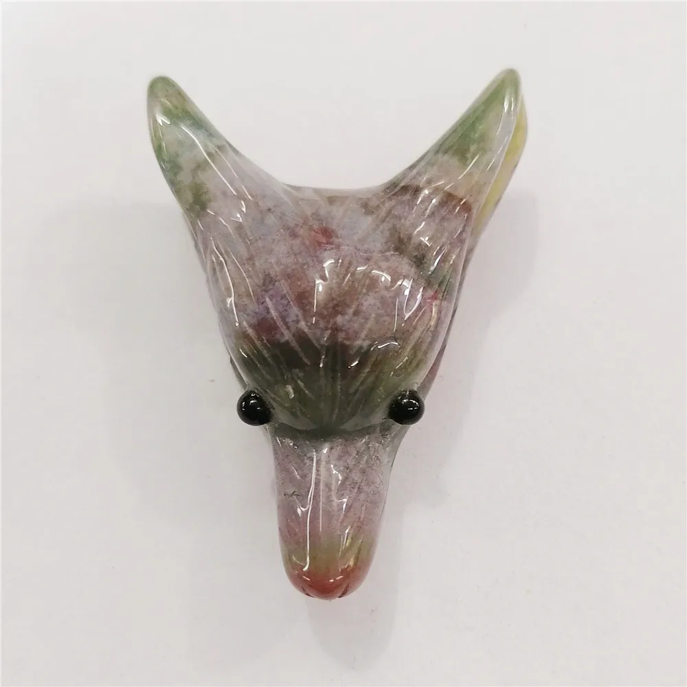 

1Pcs 48x34x17mm Hand-Carved Natural Green Indian Agate Wolf Head Height Hole Pendant For DIY Jewelry Making Necklace Accessories