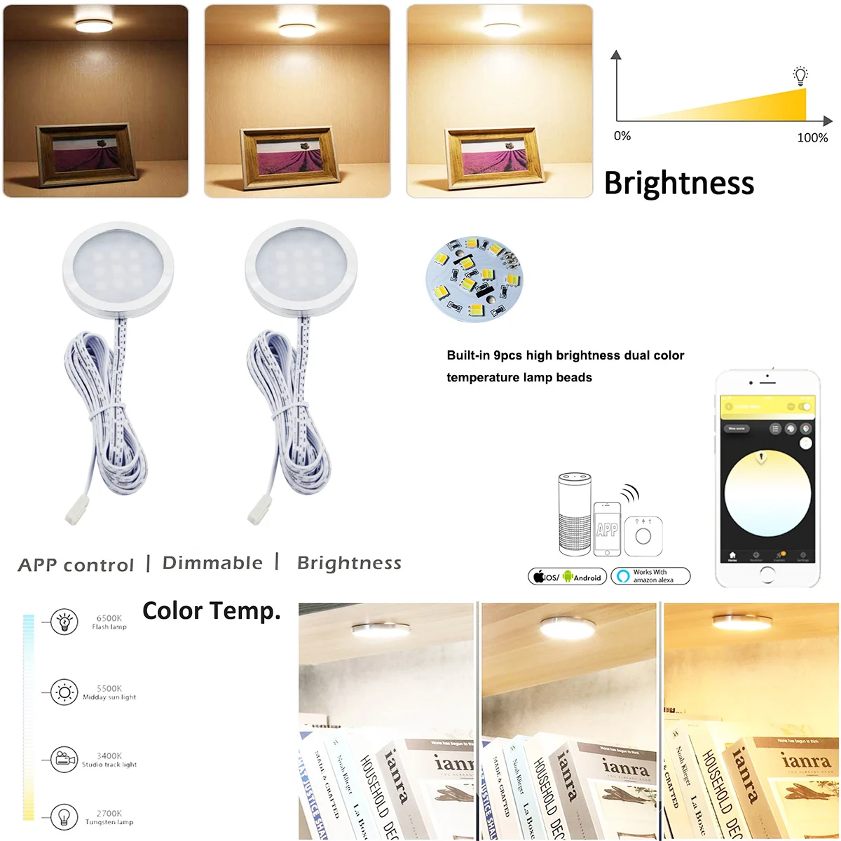 tuya wifi appir remote control rgbcct led under cabinet lighting dimming kitchen counter furniture lighting kit for decoration free global shipping