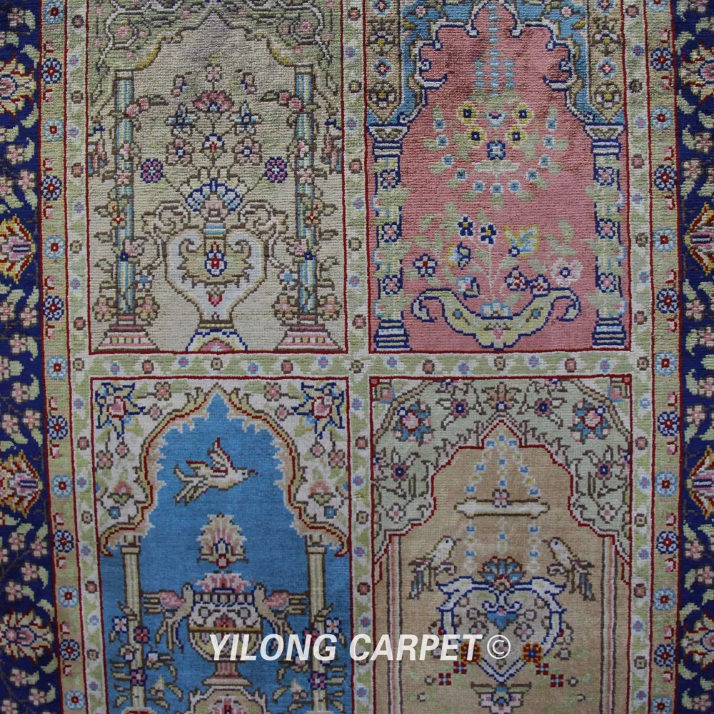 Yilong 1 5 'x 2' Ручная работа цветной Шелковый гобелен миниатюрный маленький