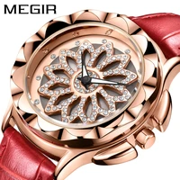 megir 2022 new watch fashion trend waterproof creative rotating temperament belt quartz ladies watches zegarek damski 2059g