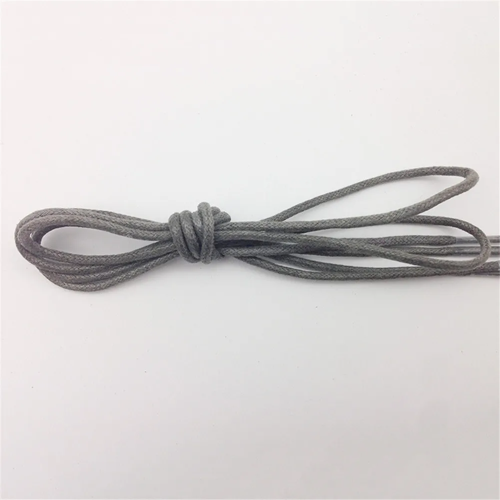 grey 1 пара из вощеного хлопка круглые шнурки для ботинок кожаные Водонепроницаемый шнурки Для мужчин ботинки martin шнурки шнурке Длина 80/100/120 см - Цвет: grey