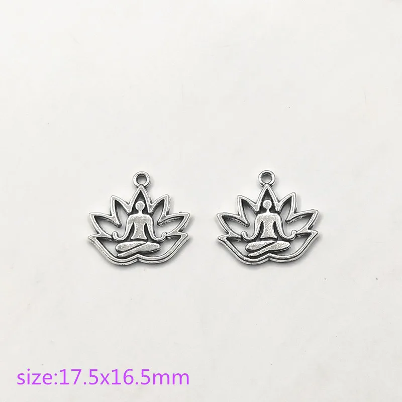 10 шт. античный серебряный цветок лотоса Ом АУМ Йога подвески Шарм для