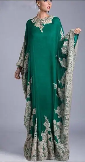 Vestido De Noche Арабский Кафтан dubai длинный рукав вечернее платье Абаи марокканский халат de soiree платья для матери невесты - Цвет: Зеленый