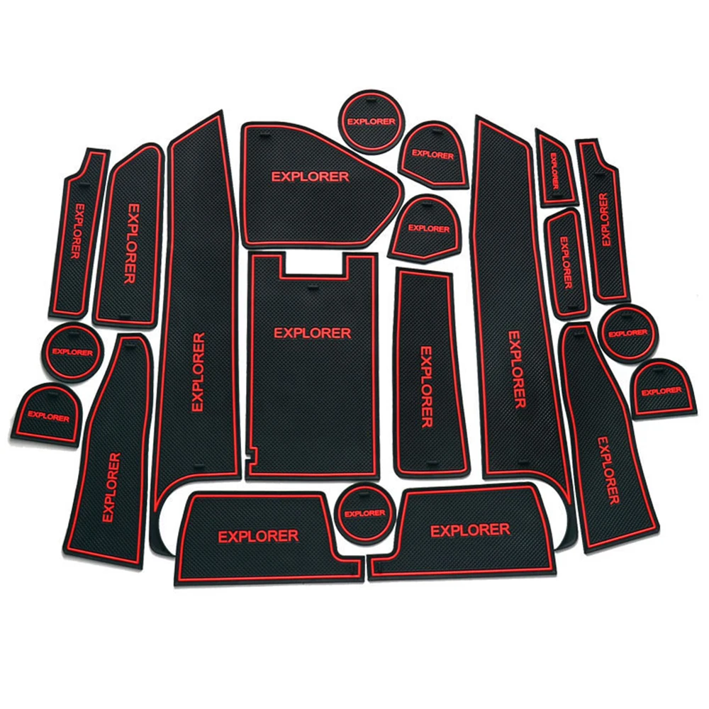 

For Ford Explorer 2013 2014 2015 Anti-Slip Gate Slot Cup Mat Interior Non-slip mat Accessories Door Pad 22pcs Car Styling