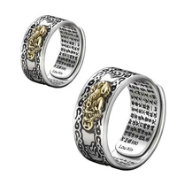 feng shui pixiu charms ring women amulet wealth lucky open adjustable ring men buddhist jewelry rings unisex