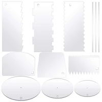 12 pieces acrylic cake discs set cake scraper cake decorating comb round cake discs circle base boards with center hole
