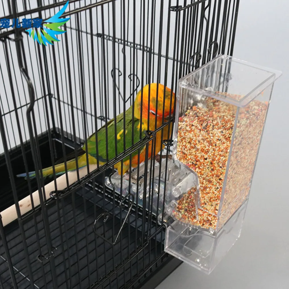 

Acrylic Parrot Feeding Case Automatical Bird Feeder Box Parrot Cage Accessory