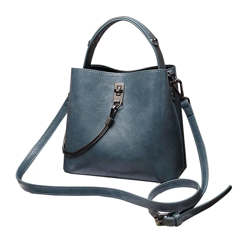 

2020 ladies new fashion trend wide shoulder strap shoulder messenger bag wild chain portable bucket bag shoulder bag hand bags