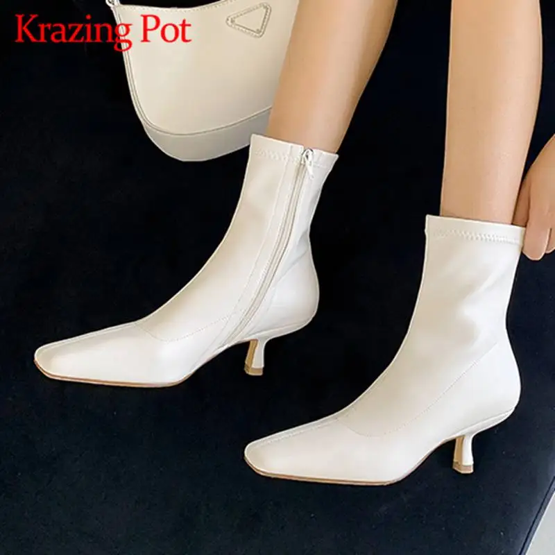 

Зимние ковбойские сапоги Lenkisen из микрофибры, шитье, квадратный носок, красивая женщина, свидание, каблук-шпилька, взрослый ночной клуб, боти...