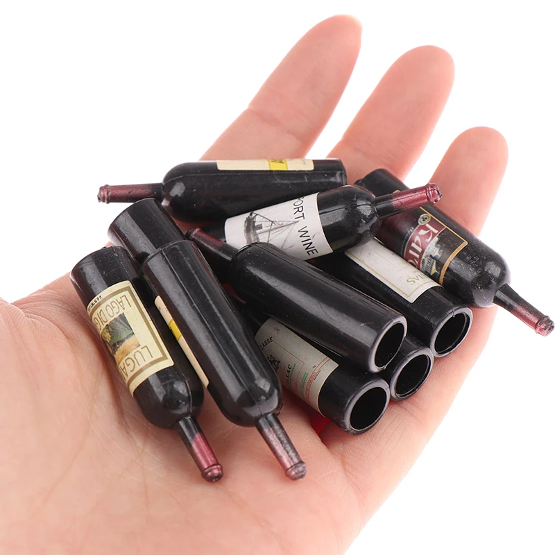 

10Pcs Dollhouse Miniature Accessories Mini Wine Bottle Set Simulation Drinks Model Toys For Doll House Decoration