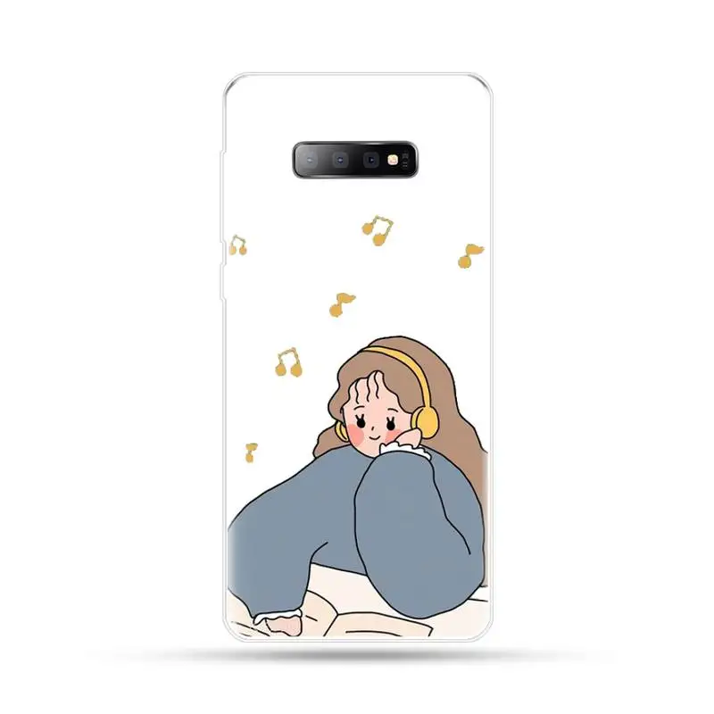 

Aesthetic cartoon girl Phone Case For Samsung Galaxy S5 S6 S7 S8 S9 S10 S10e S20 edge plus lite cover funda coque