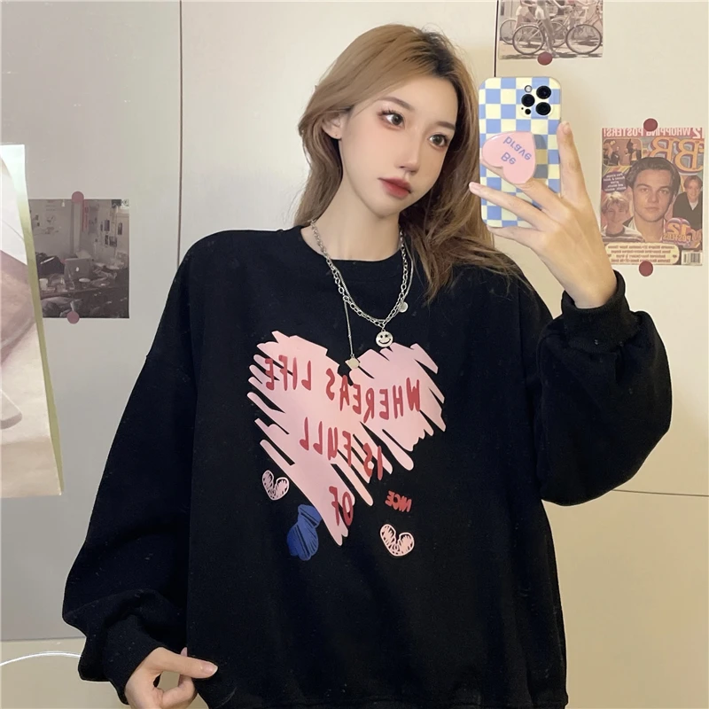 

Свитшот с круглым вырезом и длинным рукавом, в Корейском стиле