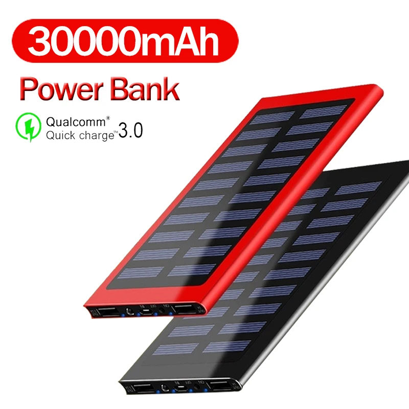 30000mAh внешний аккумулятор Солнечная Панель Большая емкость зарядное устройство