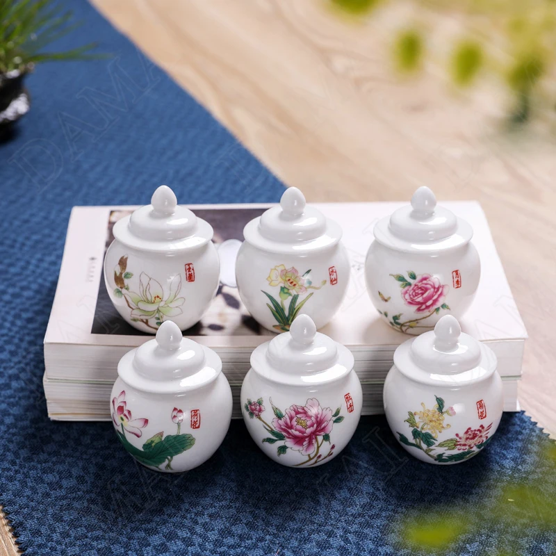 

Creativity Ceramic Storage Jar Mini Portable Tea Travel Can Seal Face Powder Essential Oil Separate Bottle Home Decoration