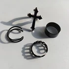 Винтажный набор черных колец для мужчин и женщин, металлическая фотосессия, полые круглые парные кольца, аксессуары, ювелирные изделия