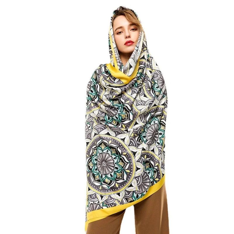 

Goods polyester printed scarf women twill silk circle pattern scarf