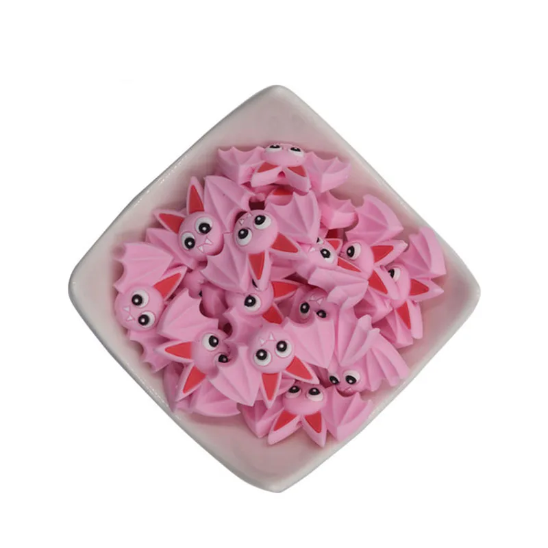 5Pcs Silicone Bat Beads Loose Chew Bead DIY Pacifier Chain Necklace Baby Teether Molar Toy | Teethers