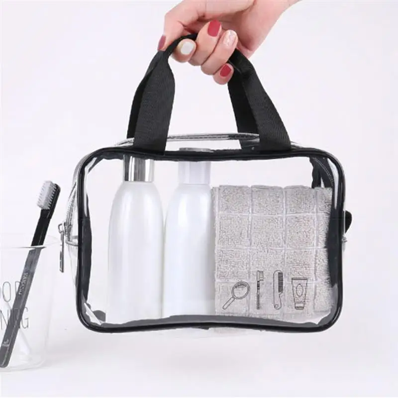 

Waterproof Transparent PVC Bath Cosmetic Bag Women Make Up Case Travel Zipper Makeup Wash Organizer Toiletry Storage Kit