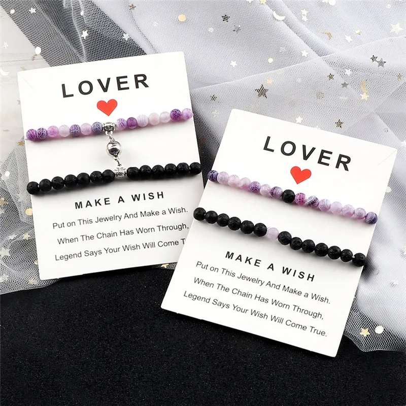 2 шт./компл. парные магнитные браслеты бриллиантовая круглая подвеска для