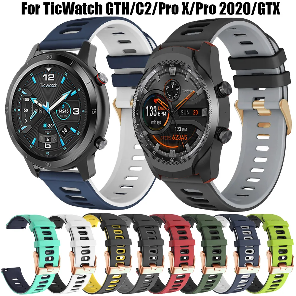 

Genuine Leather Strap For Ticwatch Pro X Silicone Band For Ticwatch Pro 3 GPS 2020 GTX GTH E2 S2 C2 Mens Replacement Bracelet