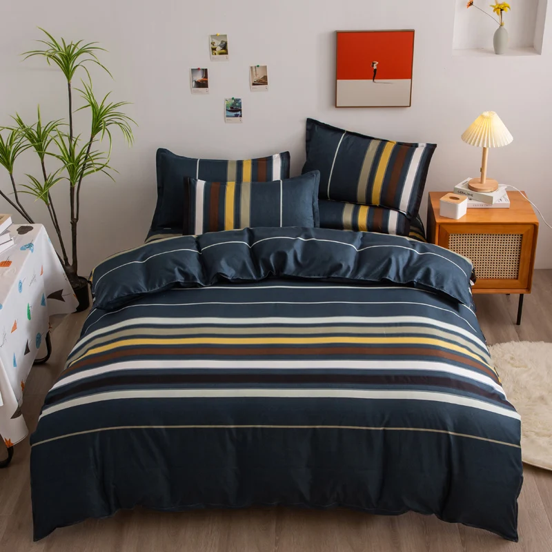 

Nordic Style Duvet Cover Set Simple Stripe Bedding Set Brushed Fabric Bedclothes Comforter Quilt Cover Students Bed Linen Set