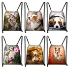 Сумка на шнурке с принтом в виде собаки, женская, Подростковая дорожная сумка, модные сумки для хранения, женские сумки для покупок