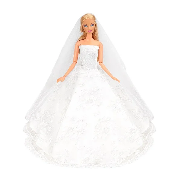 No Doll Ручной работы длинный хвост Вечеринка свадьба белое платье куклы нашего поколения одежда для Аксессуары для Барби для куклы DIY подарок - Цвет: No Doll