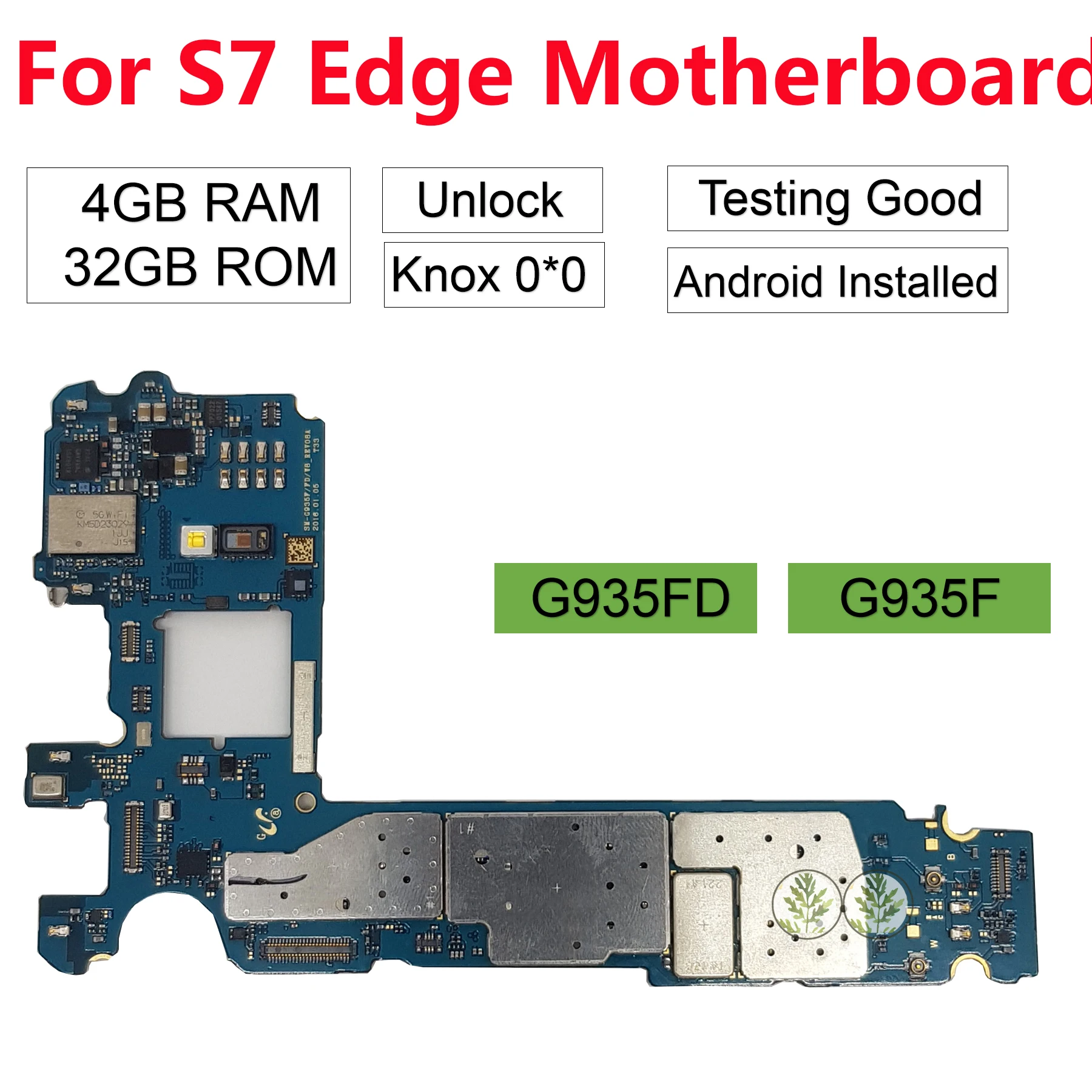 Замена для Samsung Galaxy S7 Edge G935F G935FD разблокированная основная материнская плата 32 Гб