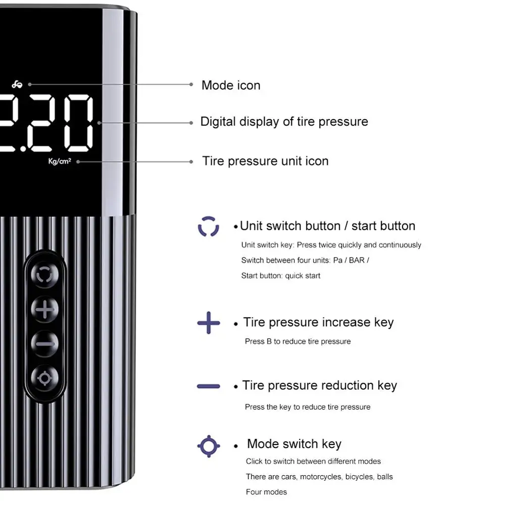 Портативный Электрический автомобильный воздушный компрессор мини насос для