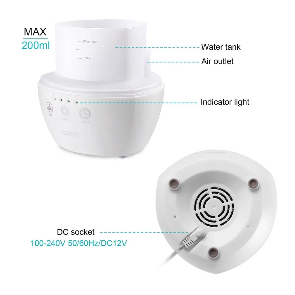 LESHP Touch color ful Light Арома увлажнитель ультразвуковой диффузор 7 цветов светодиодный