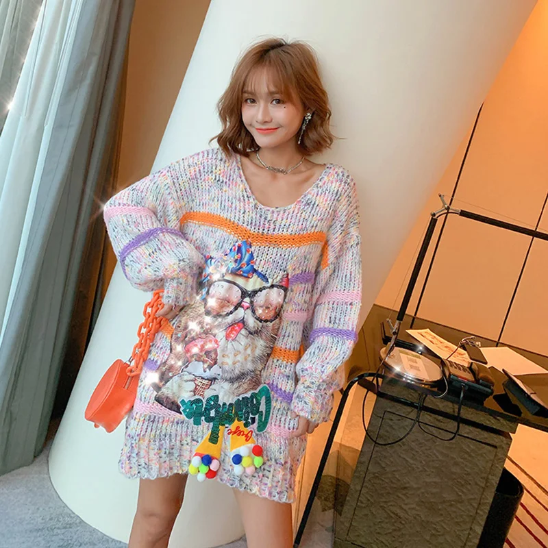 Женские свободные платья с блестками длинные вязаные рукавами фонариками весна