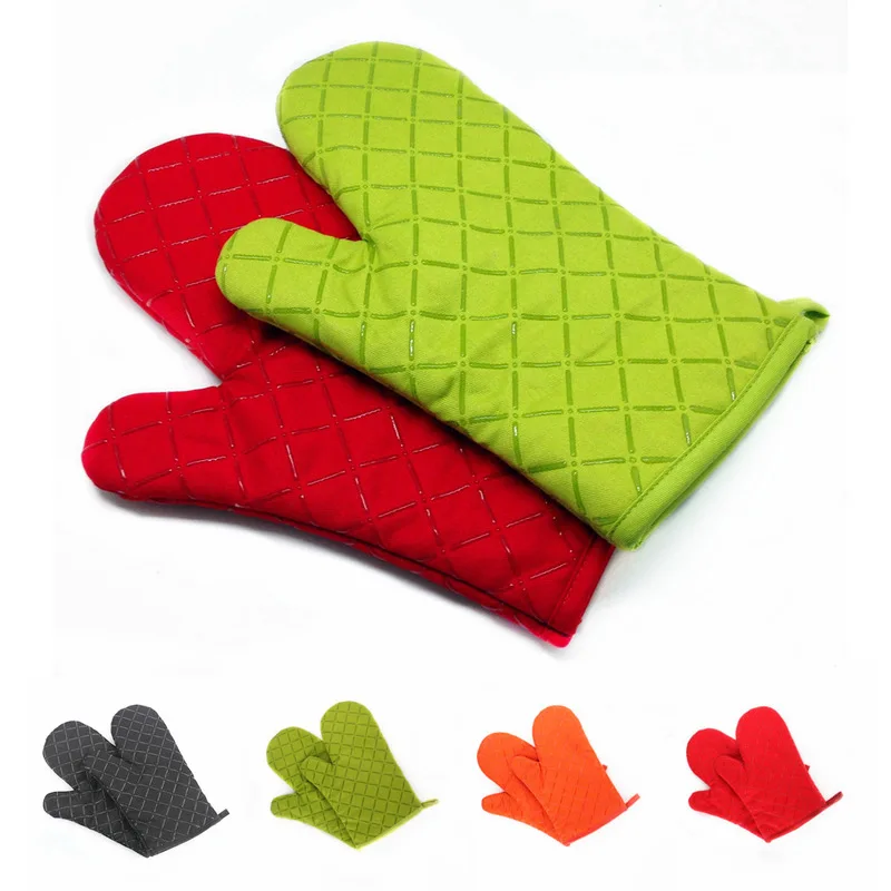 

East 2 pcs Heat Resistant Thickening Cooking Tools Microwave Oven Gloves Non-slip Oven Mitts Silicone Kitchen Accessories
