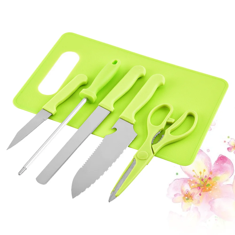 

1 Set 6pcs Stainless Steel Fruit Grater Slicer Cutter Fruit Knives with Ergonomic Handles Kitchen Gadget for Home (Green)